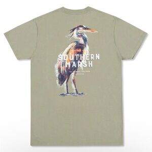 Southern Marsh Heron Tee in Olive Green Size L